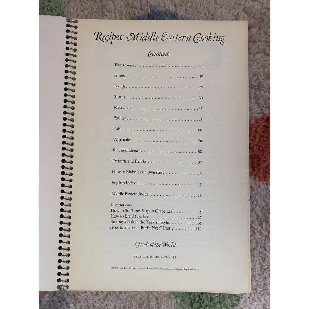 Time-Life Books Foods of the World Middle Eastern Cooking Spiral Cookbook